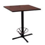 42-Inch Tall Black Table with Reversible 36x36-Inch Black/Dark Cherry Square Top and X-Style 30x30-Inch Base with Foot Ring