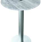 36-Inch Tall Indoor/Outdoor Table with 36-Inch Diameter Greystone Round Top with Umbrella Hole, Brushed Aluminum Base, and 18-Inch Diameter Foot