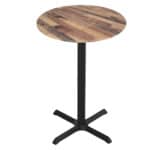42-Inch Tall Indoor/Outdoor Table with 32-Inch Diameter Rustic Round Top, Black Wrinkle Base, and 30 x 30-Inch Diameter Foot