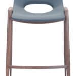 Mid-Century Modern Gray Faux Leather Counter Stool with Walnut Legs (Set of 2)