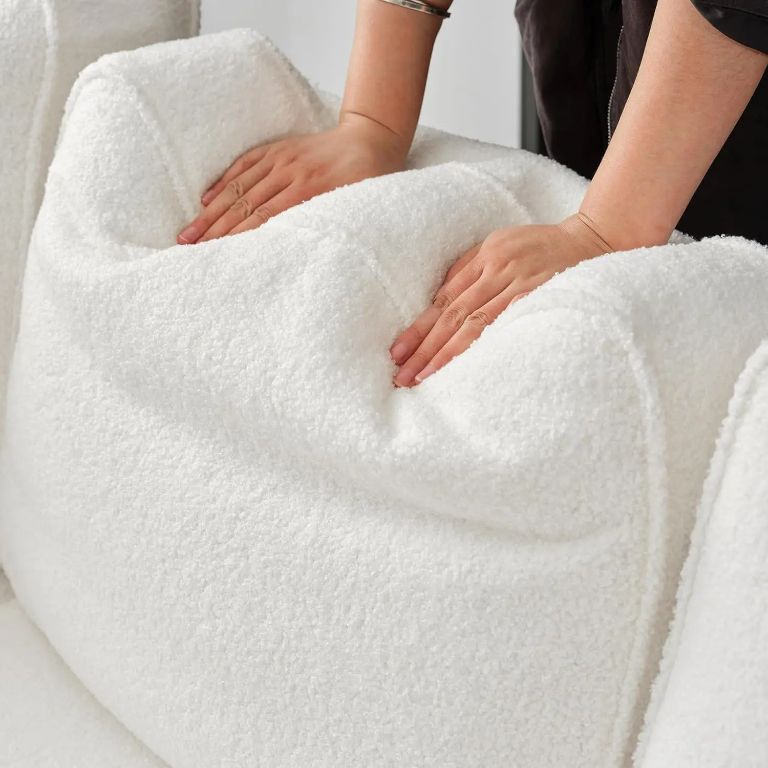 Comfy Sleeper Sofa with Deep Seats in Oyster White Velvet Cave Supplies