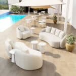 Beige Outdoor Loveseat with Durable Frame and Washable Cushions