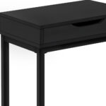 16 Inch Black Metal C Table With Drawer Storage