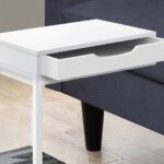 16" White Metal C-Style Side Table with Drawer