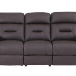 Three Piece Brown Leather Reclining Sofa Set with Storage