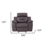Three Piece Brown Leather Reclining Sofa Set with Storage