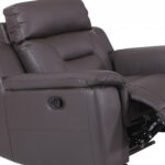 Three Piece Brown Leather Reclining Sofa Set with Storage