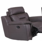Three Piece Brown Leather Reclining Sofa Set with Storage