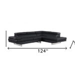 94” Black Leather L Shaped Two Piece Corner Sectional 13 94” Black Leather L Shaped Two Piece Corner Sectional