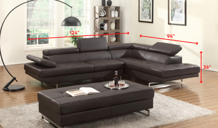 Brown Leather L-Shaped Two-Piece Corner Sectional Sofa 6 Brown Leather L-Shaped Two-Piece Corner Sectional Sofa - Image 6