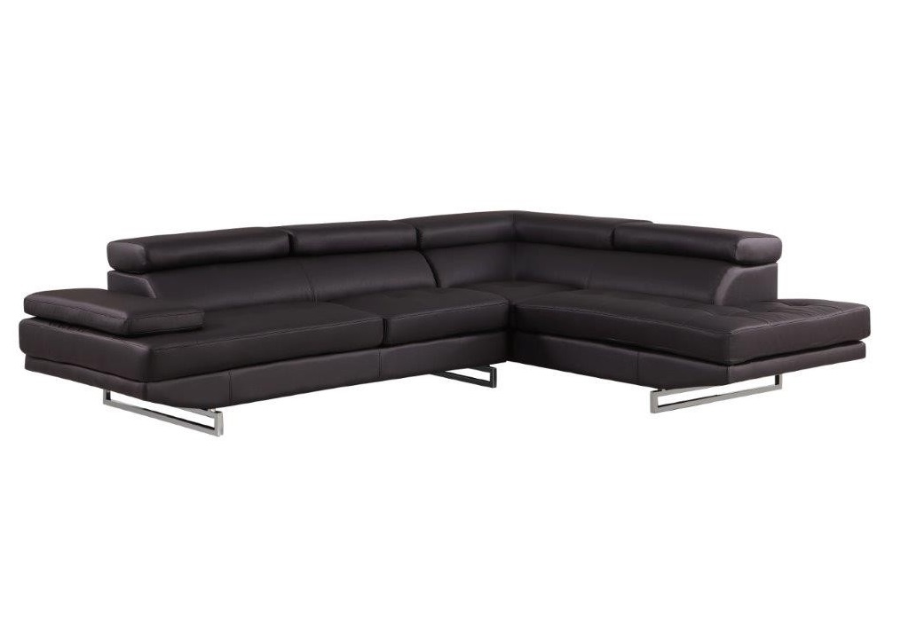 Brown Leather L-Shaped Two-Piece Corner Sectional Sofa 1 Brown Leather L-Shaped Two-Piece Corner Sectional Sofa