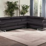 Brown Leather L-Shaped Two-Piece Corner Sectional Sofa 9 Brown Leather L-Shaped Two-Piece Corner Sectional Sofa
