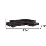 Brown Leather L-Shaped Two-Piece Corner Sectional Sofa 14 Brown Leather L-Shaped Two-Piece Corner Sectional Sofa