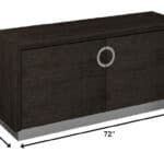 Modern Gray Buffet Table with Shelves and Silver Hardware