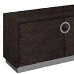 Modern Gray Buffet Table with Shelves and Silver Hardware