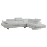 Gray Leather L Shaped Two Piece Corner Sectional Sofa