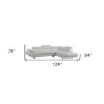 Gray Leather L Shaped Two Piece Corner Sectional Sofa