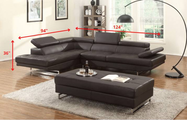 Black Leather L-Shaped Two-Piece Corner Sectional with Metal Legs 6 Black Leather L-Shaped Two-Piece Corner Sectional with Metal Legs - Image 6