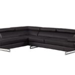 Black Leather L-Shaped Two-Piece Corner Sectional with Metal Legs 8 Black Leather L-Shaped Two-Piece Corner Sectional with Metal Legs