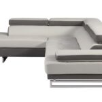 White Leather L-Shaped Corner Sectional with Silver Metal Legs 18 White Leather L-Shaped Corner Sectional with Silver Metal Legs