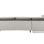 White Leather L-Shaped Corner Sectional with Silver Metal Legs 16 White Leather L-Shaped Corner Sectional with Silver Metal Legs