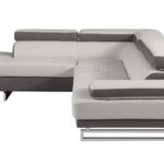 White Leather L-Shaped Corner Sectional with Silver Metal Legs 17 White Leather L-Shaped Corner Sectional with Silver Metal Legs