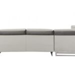 White Leather L-Shaped Corner Sectional with Silver Metal Legs 10 White Leather L-Shaped Corner Sectional with Silver Metal Legs