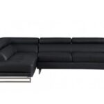 Black Faux Leather L Shaped Corner Sectional with Metal Legs 17 Black Faux Leather L Shaped Corner Sectional with Metal Legs