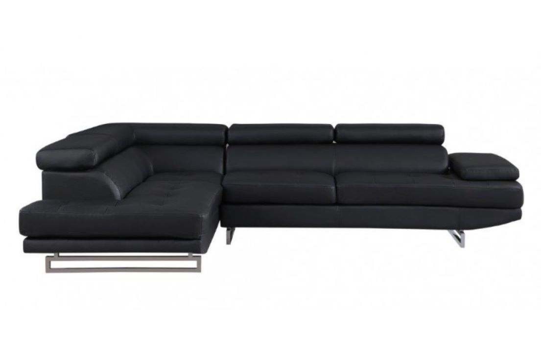 Black Faux Leather L Shaped Corner Sectional with Metal Legs 8 Black Faux Leather L Shaped Corner Sectional with Metal Legs - Image 8