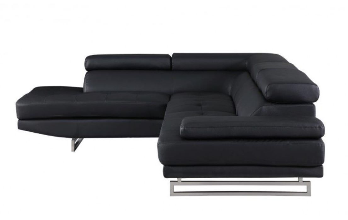 Black Faux Leather L Shaped Corner Sectional with Metal Legs 9 Black Faux Leather L Shaped Corner Sectional with Metal Legs - Image 9