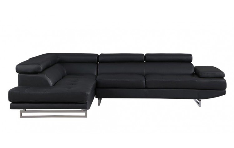Black Faux Leather L Shaped Corner Sectional with Metal Legs 3 Black Faux Leather L Shaped Corner Sectional with Metal Legs - Image 3