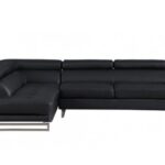 Black Faux Leather L Shaped Corner Sectional with Metal Legs 13 Black Faux Leather L Shaped Corner Sectional with Metal Legs