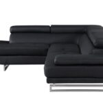 Black Faux Leather L Shaped Corner Sectional with Metal Legs 14 Black Faux Leather L Shaped Corner Sectional with Metal Legs