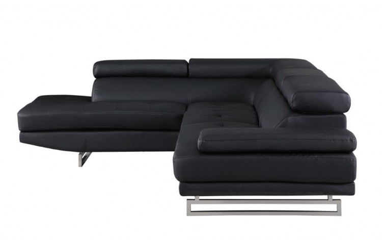 Black Faux Leather L Shaped Corner Sectional with Metal Legs 5 Black Faux Leather L Shaped Corner Sectional with Metal Legs - Image 5