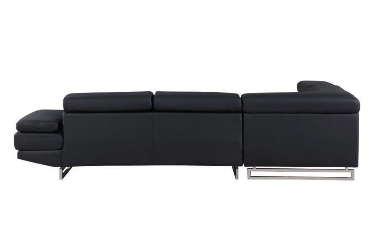 Black Faux Leather L Shaped Corner Sectional with Metal Legs 6 Black Faux Leather L Shaped Corner Sectional with Metal Legs - Image 6