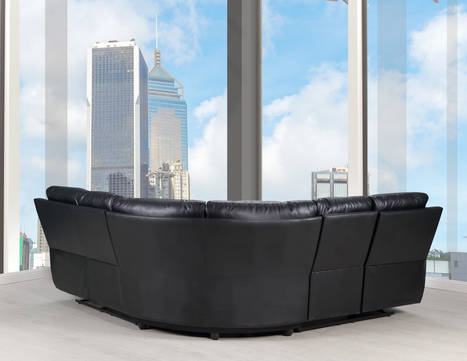 Black Polyester Blend U-Shaped Reclining Corner Sectional, 3-Piece 5 Black Polyester Blend U-Shaped Reclining Corner Sectional, 3-Piece - Image 5