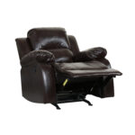 36" Brown Reclining Chair with Soft Leather Upholstery