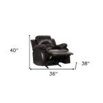 36" Brown Reclining Chair with Soft Leather Upholstery