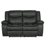Gray Faux Leather Manual Reclining Love Seat with Pillow Top Arms