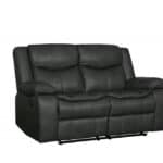 Gray Faux Leather Manual Reclining Love Seat with Pillow Top Arms