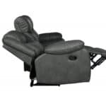 Gray Faux Leather Manual Reclining Love Seat with Pillow Top Arms