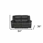Gray Faux Leather Manual Reclining Love Seat with Pillow Top Arms