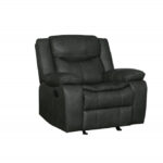 42" Gray Reclining Chair with Soft Leather Upholstery