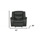 42" Gray Reclining Chair with Soft Leather Upholstery