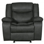 42" Gray Reclining Chair with Soft Leather Upholstery