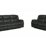 Gray Microsuede Reclining Sofa and Loveseat Set for Five