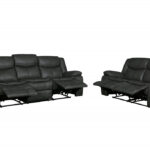 Gray Microsuede Reclining Sofa and Loveseat Set for Five