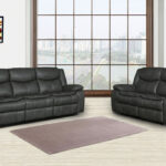 Gray Microsuede Reclining Sofa and Loveseat Set for Five