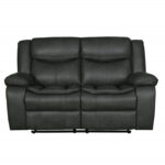 Gray Microsuede Reclining Sofa and Loveseat Set for Five
