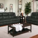 Gray Microsuede Reclining Sofa and Loveseat Set for Five